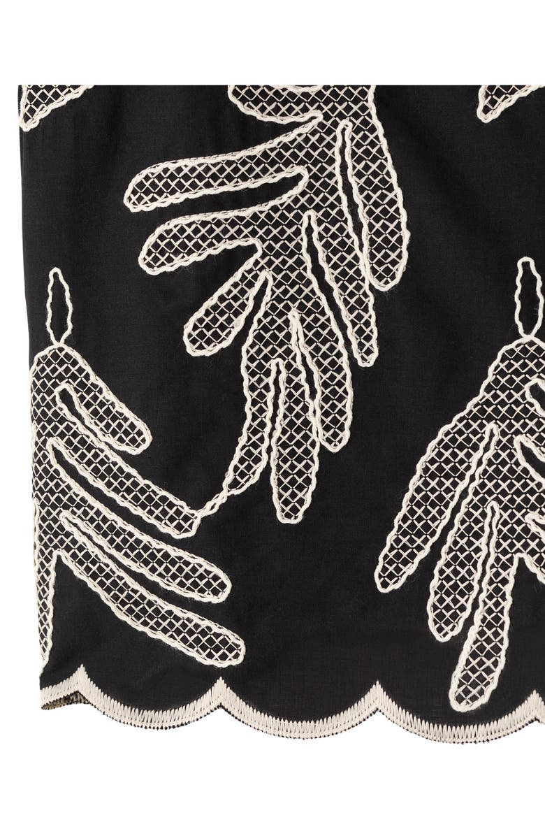 MANGO Embroidered Cotton Shorts, Alternate, color, Black