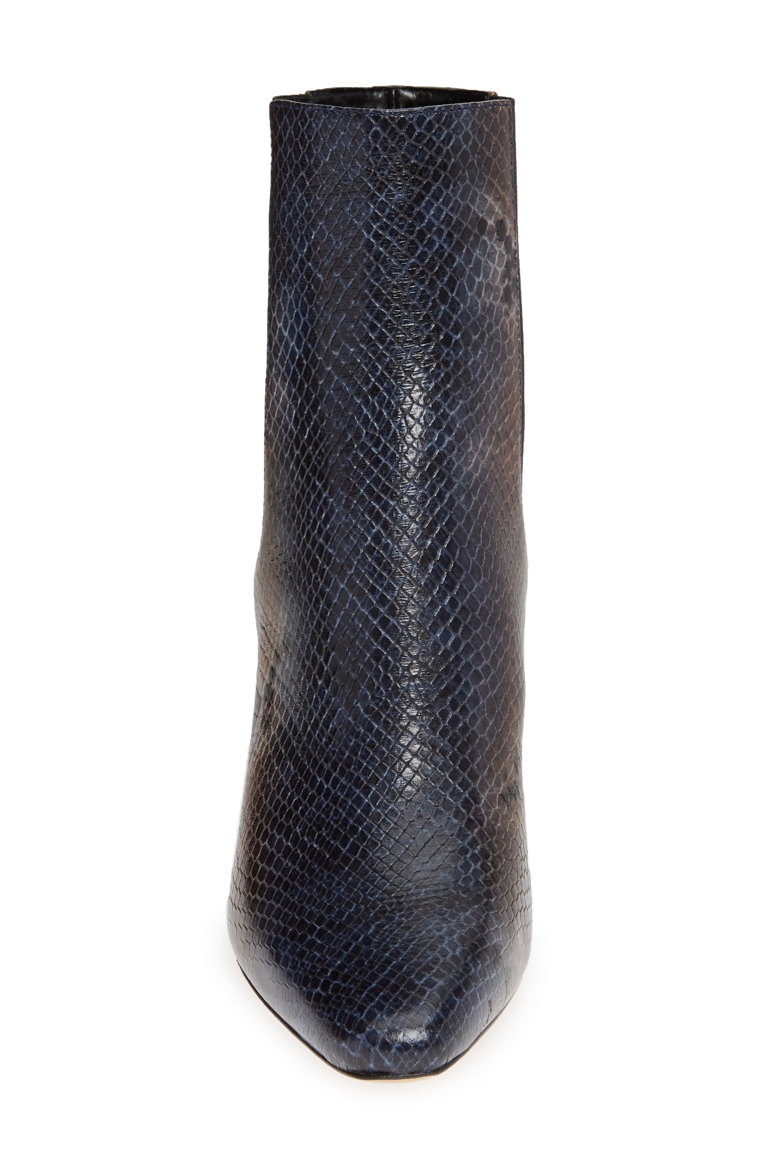Laila Bootie, Alternate, color, NAVY SNAKE PRINT LEATHER