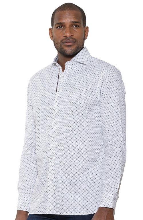 Luchiano Visconti Diamond Geometric Dobby Shirt In White