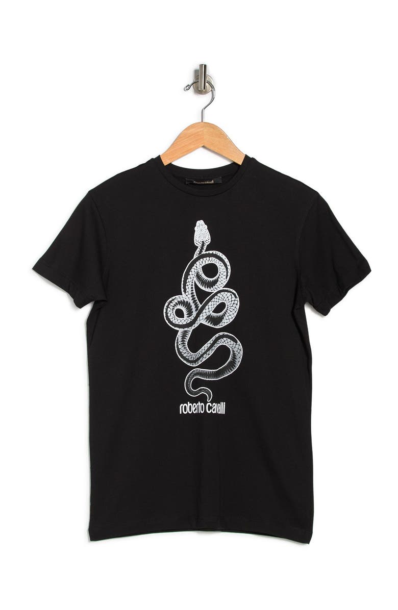 Roberto Cavalli Snake Crew Neck Graphic T-Shirt, Alternate, color, 