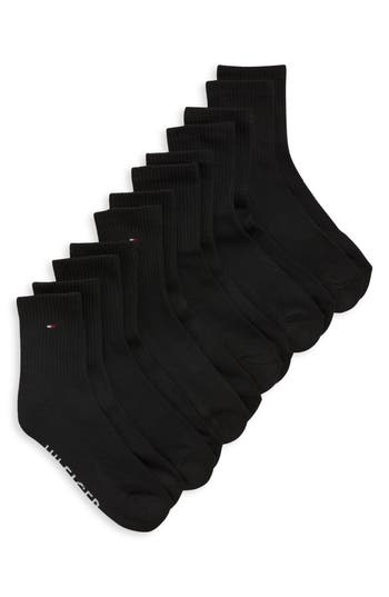 Tommy Hilfiger 6-pack Athletic High Quarter Length Socks In Black