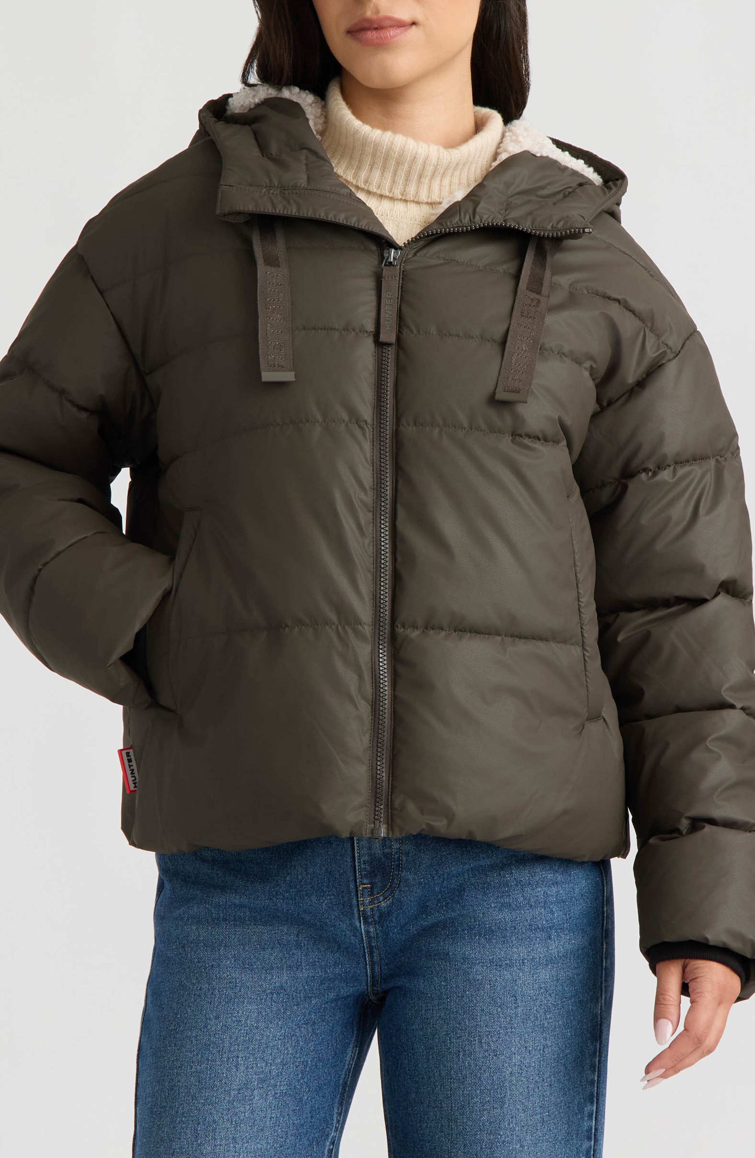 Admiral PU Coated Cropped Puffer Jacket