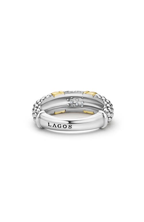 Lagos Signature Caviar Pavé Diamond Ring, 9mm In Two-tone
