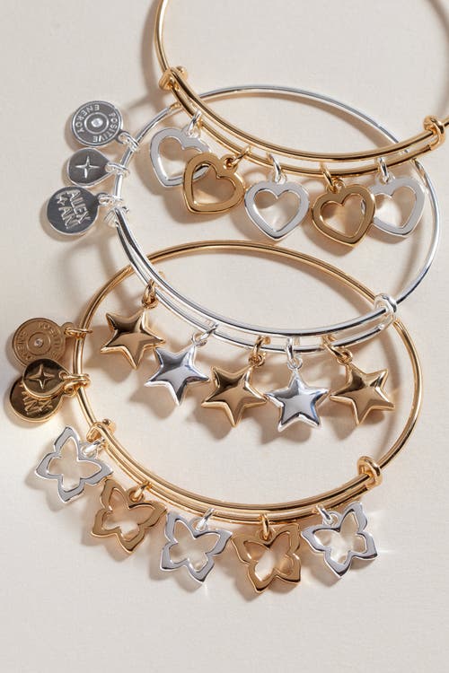 Alex And Ani Puffy Star Multi Charm Bangle Bracelet In Silver