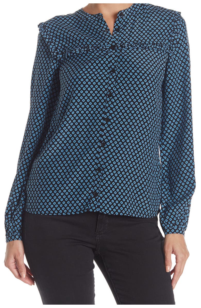 Whistles Daisy Print Frill Blouse, Main, color,