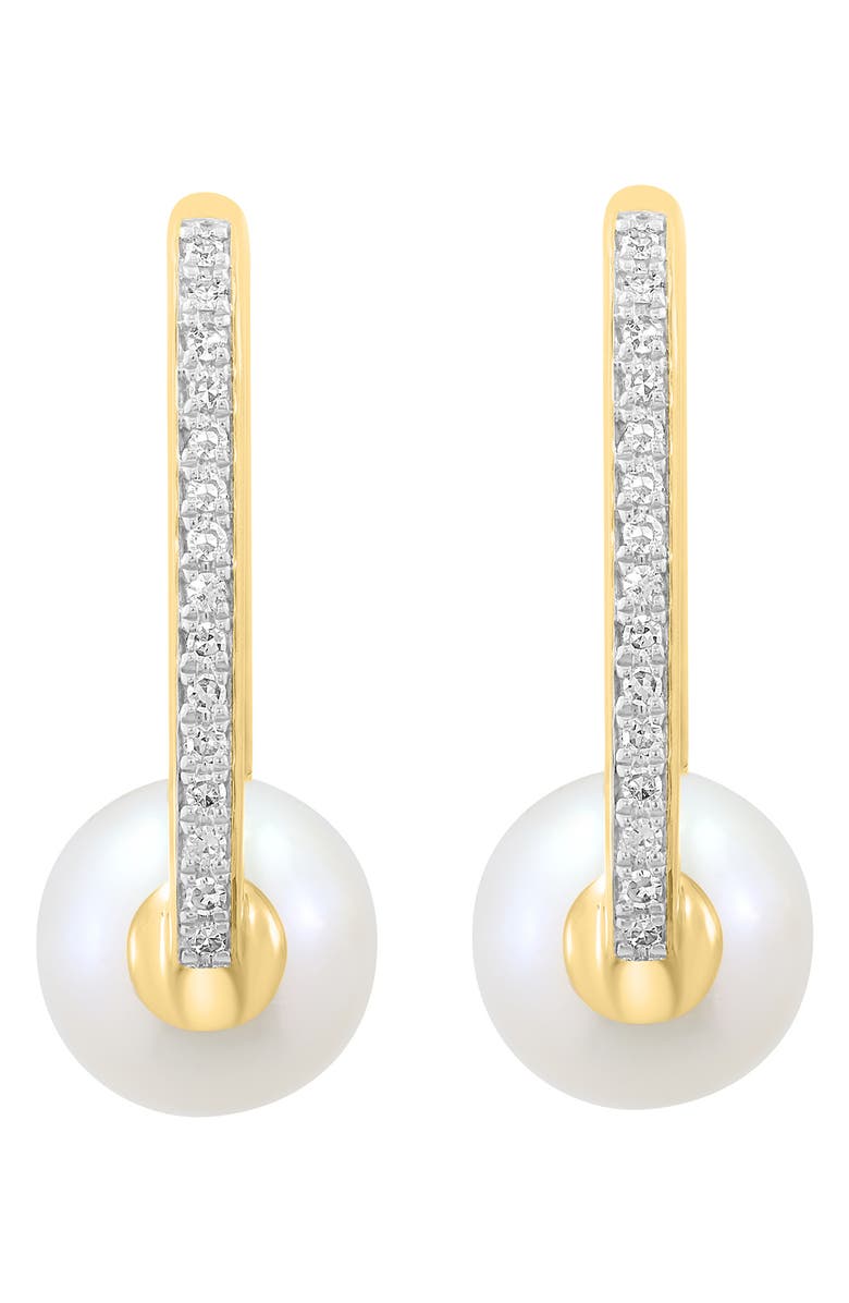 EFFY Diamond & Freshwater Pearl Hoop Earrings, Alternate, color, White