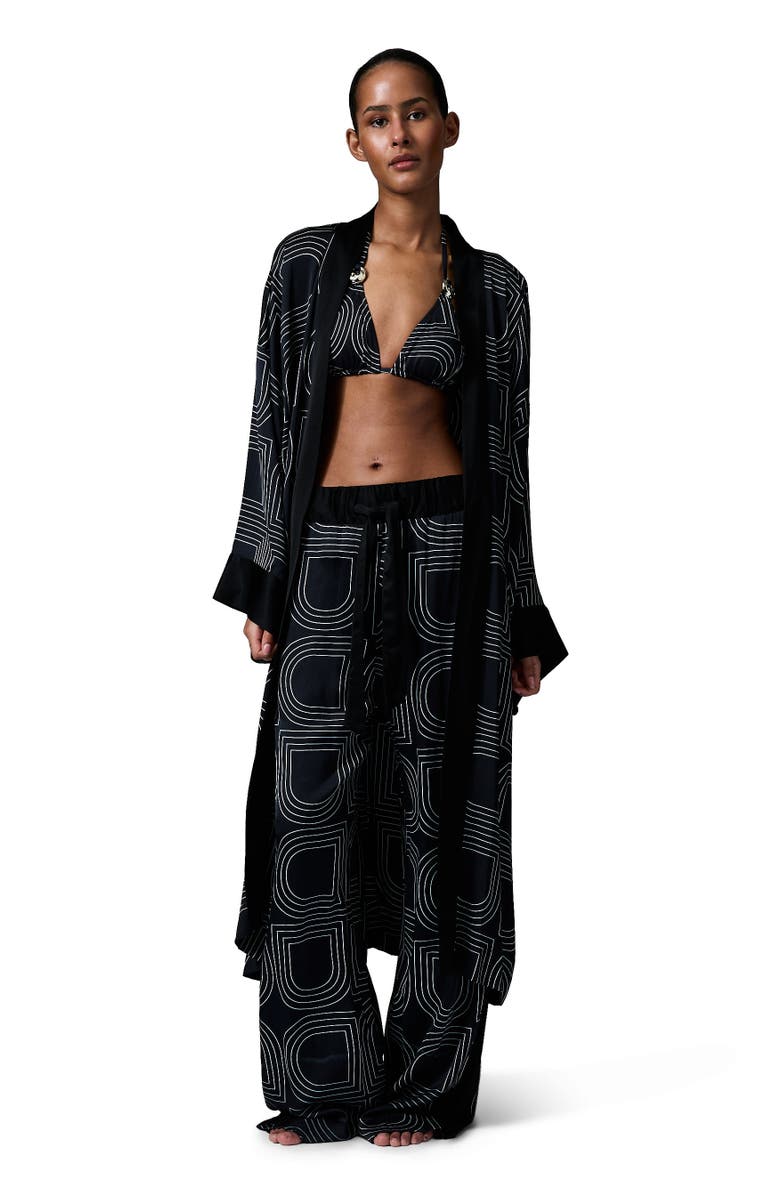 DAY Birger et Mikkelsen Rani Geometric Print Maxi Length Robe, Alternate, color, Black