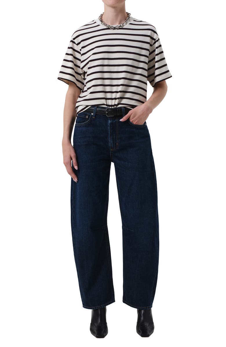 Citizens of Humanity Goldie Stripe Cotton T-Shirt, Alternate, color, Chocolate Stripe