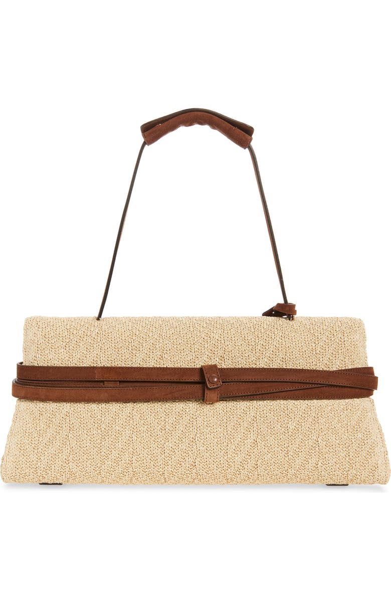 Moschino Tie Me East/West Shoulder Bag, Alternate, color, 10A Natural/ Coffee