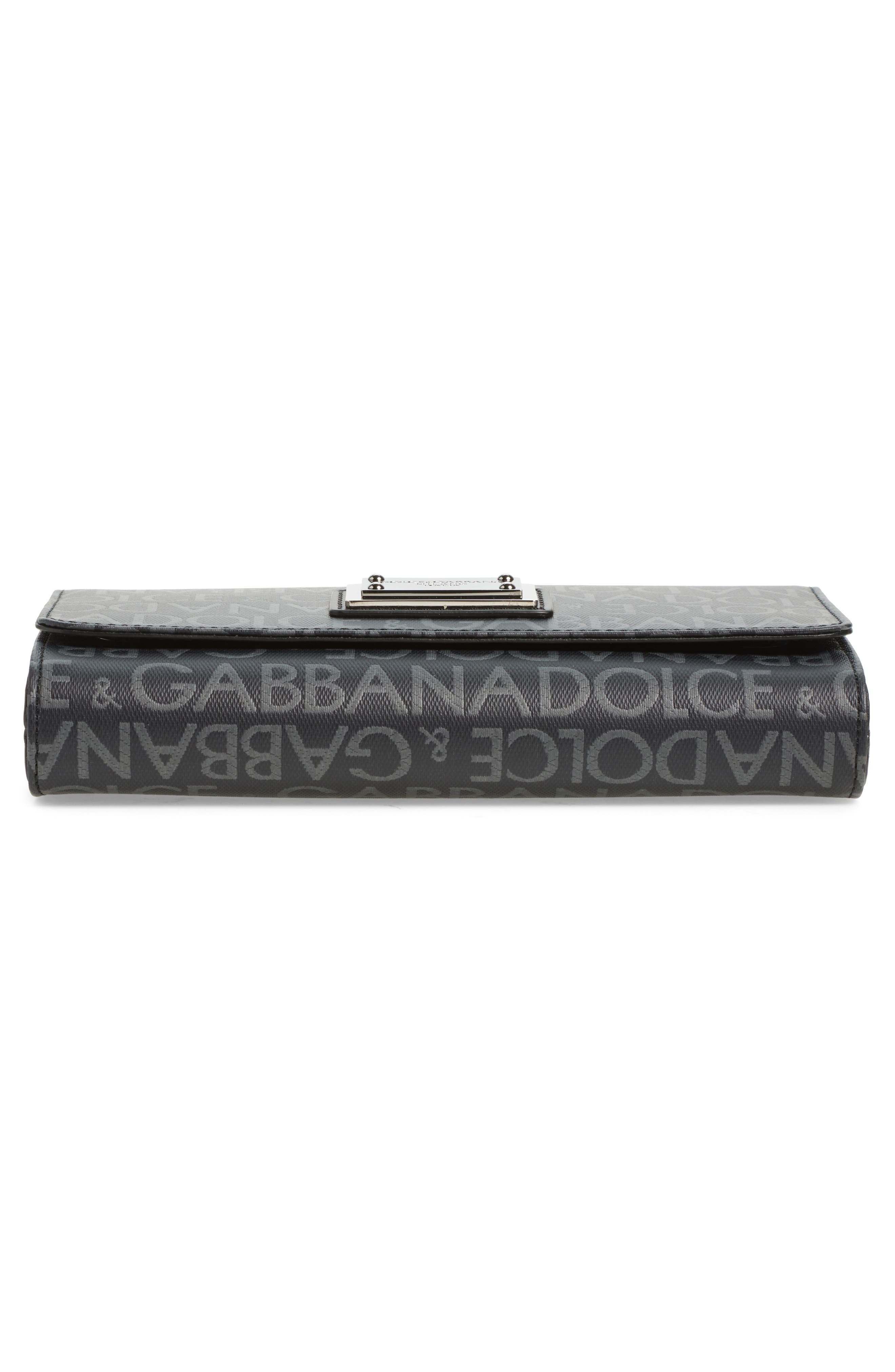 Dolce&Gabbana Logo Coated Jacquard Crossbody Bag, Alternate, color, 8B969 Nero/ Grigio