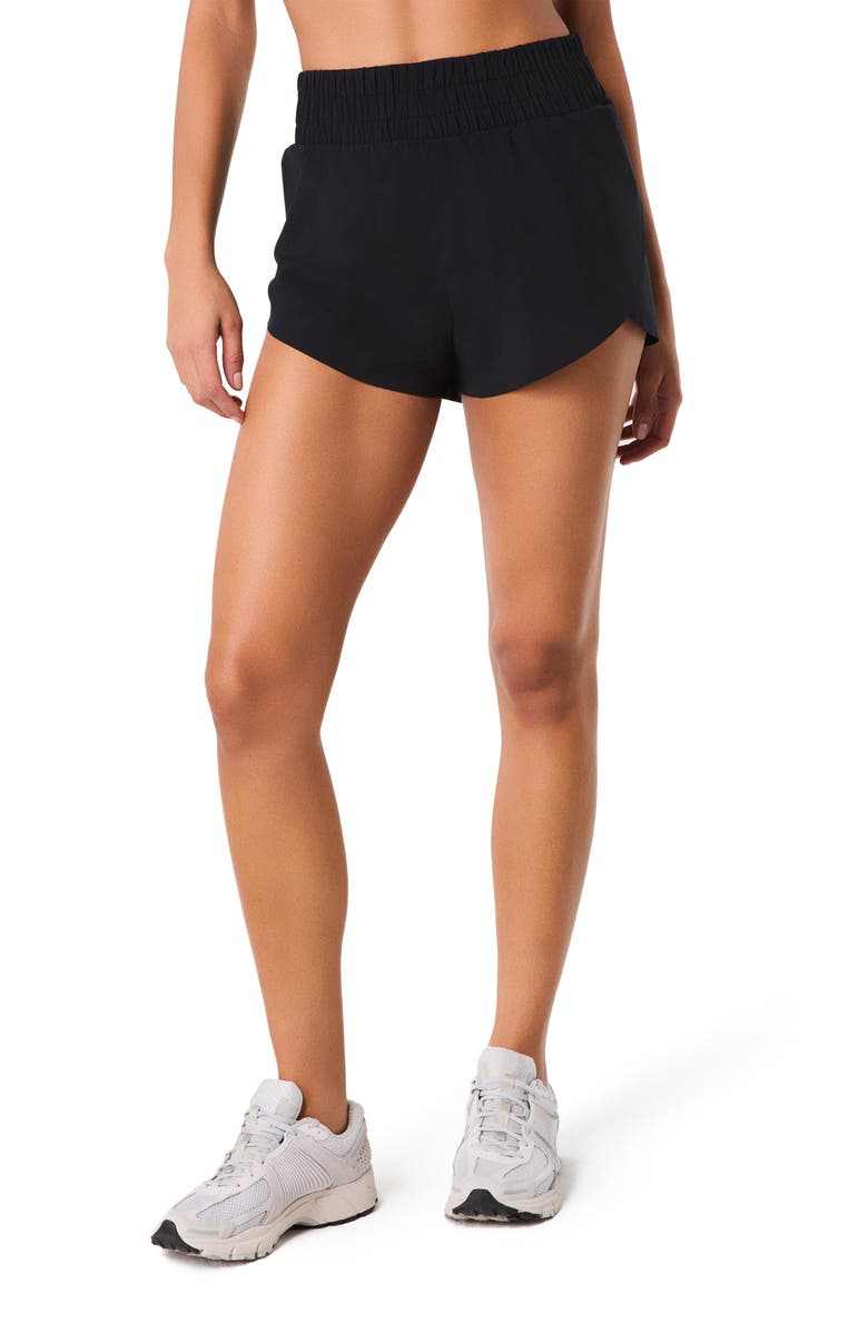 SPANX<sup>®</sup> Get Moving High Waist Active Shorts, Main, color, Very Black