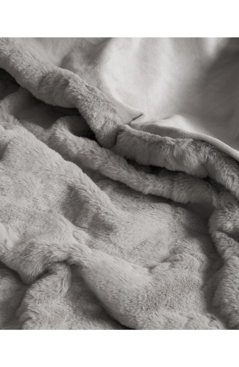 Lucky Brand Cable Knit Faux Fur Throw, Alternate, color, Gray