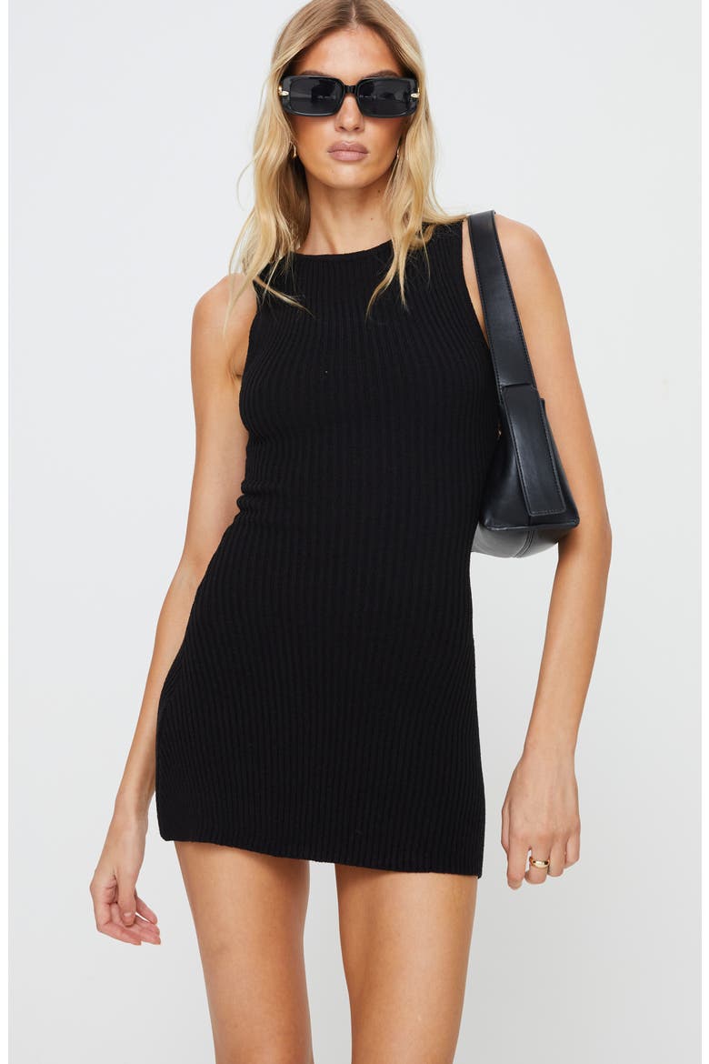 Osment Rib Mini Sweater Dress, Alternate, color, BLACK