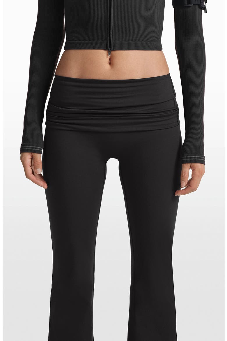 Matte Flared Foldover Waist Pants, Alternate, color, OBSIDIAN