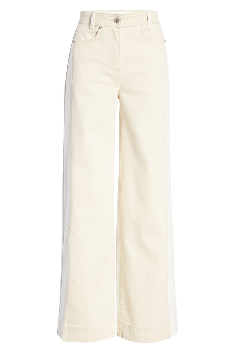 Two-Tone High Waist Wide Leg Jeans, Alternate, color, IVORY