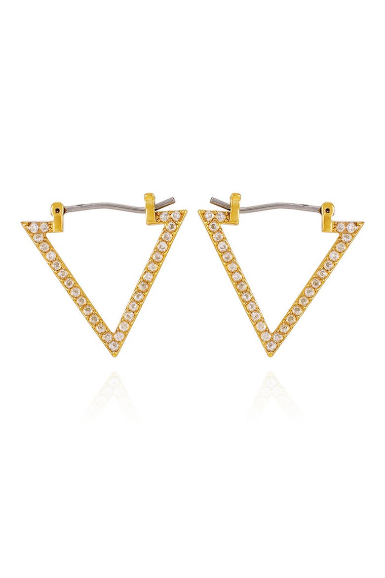 Cubic Zirconia Pavé Triangle Hoop Earrings, Main, color, GOLDTONE