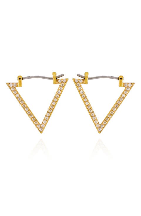 Cubic Zirconia Pavé Triangle Hoop Earrings