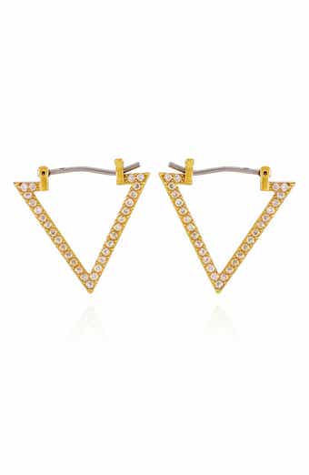 Cubic Zirconia Pavé Triangle Hoop Earrings