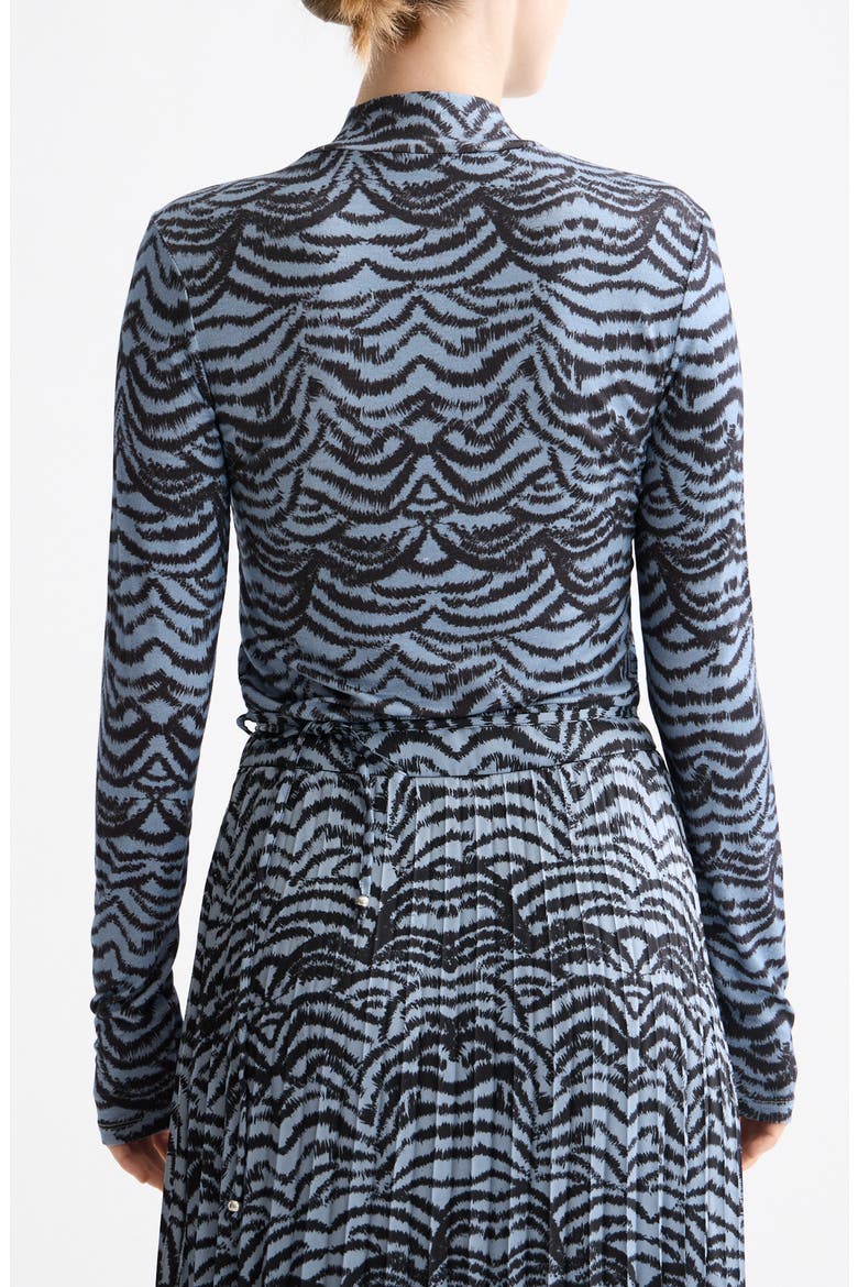 Print Mock Neck Top, Alternate, color, FEATHER BLUE