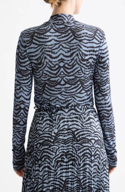 Scotch & Soda Print Mock Neck Top In Blue