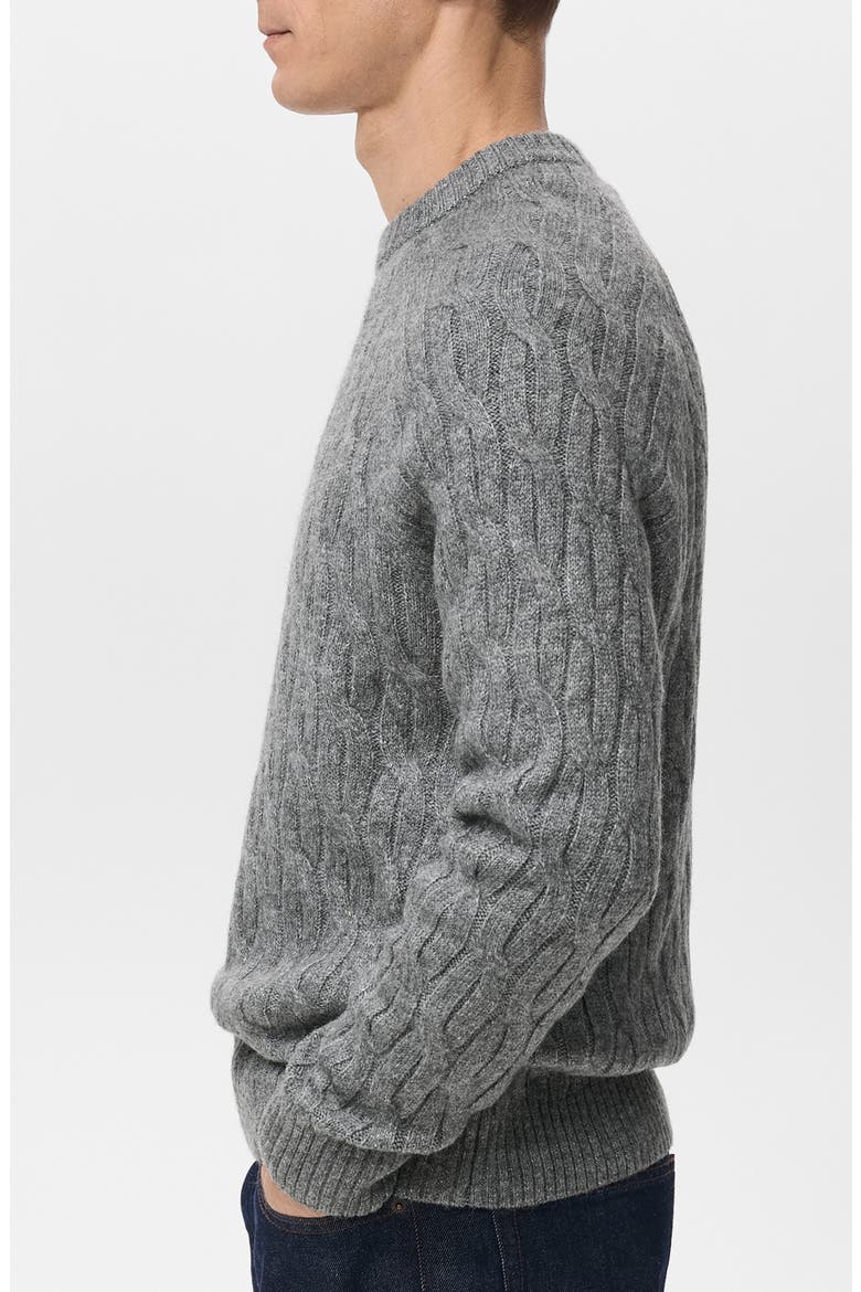 Cable Crewneck Sweater, Alternate, color, GREY