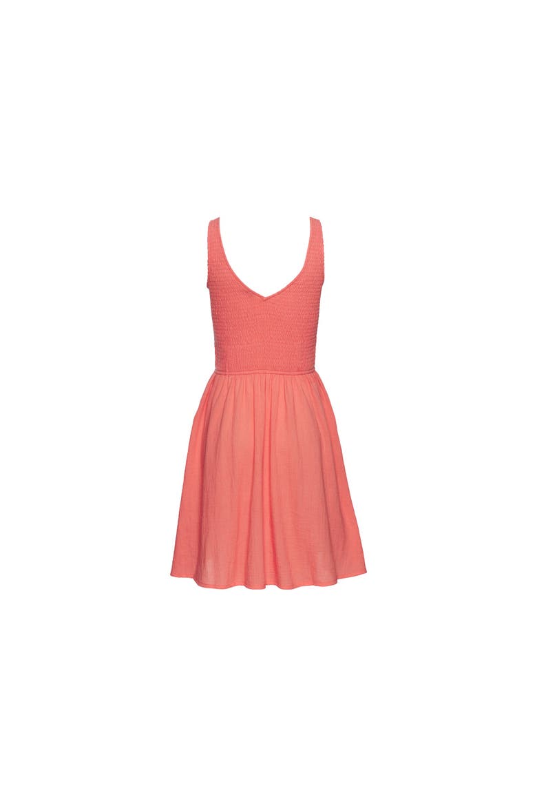 Women's Smocked V-Neck Dress, Alternate, color, Coral