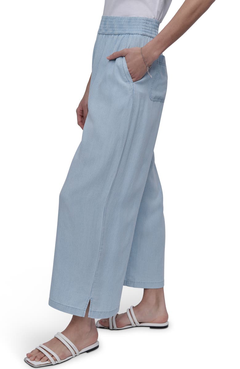 DKNY Jeans Wide Leg Ankle Crop Pants, Alternate, color, Chambray Stripe