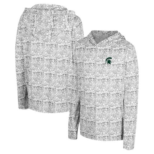 Colosseum Kids' Youth  Black Michigan State Spartans All-over Print Hoodie In Gray