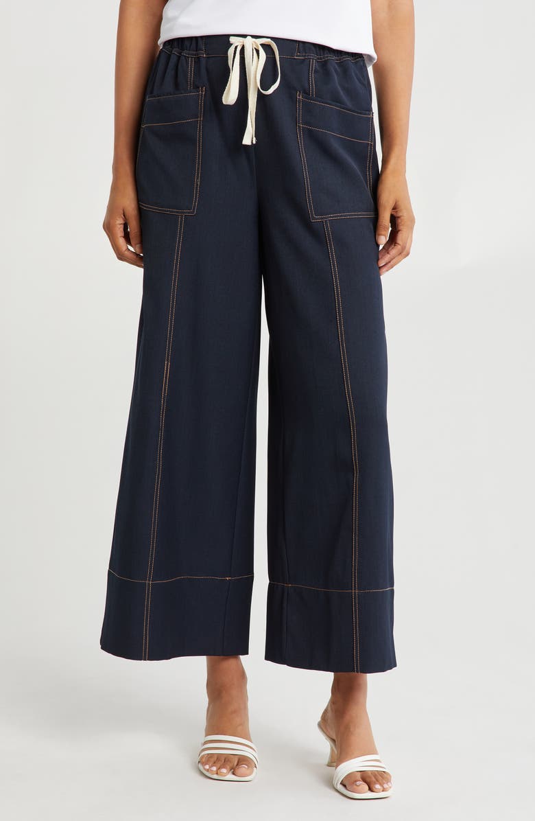 Adrianna Papell Stitched Wide Leg Pants, Main, color, 