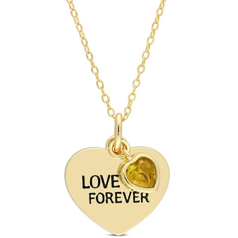 LOVE YOU FOREVER Heart Necklace Plated Silver