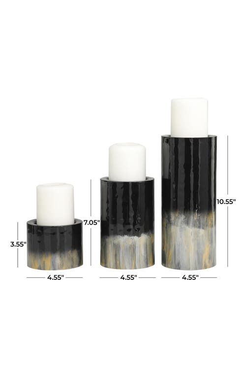 Vivian Lune Home 3-piece Metal Candleholder Set In Black
