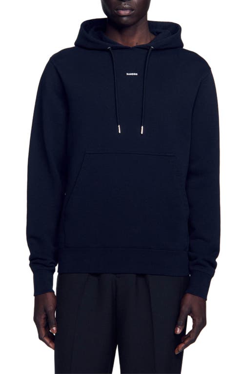 Sandro Organic Cotton Embroidered Hoodie In Black