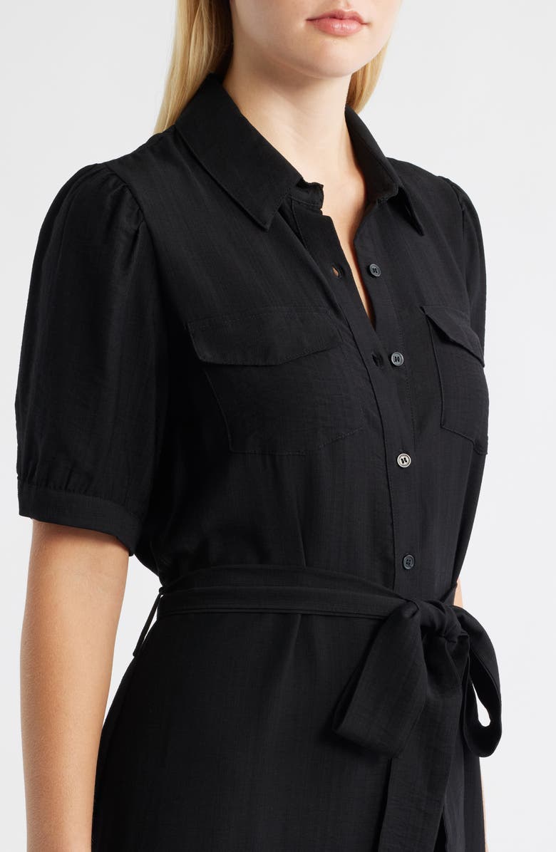 Halogen<sup>®</sup> Tie Waist Midi Shirtdress, Alternate, color, Rich Black