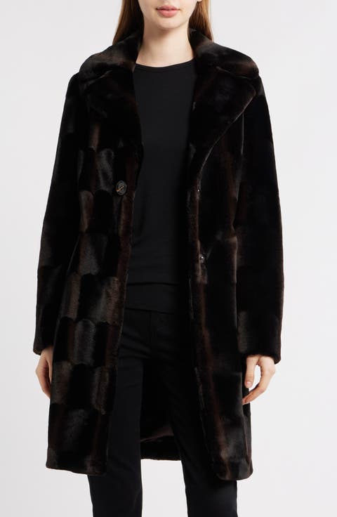 Reefer Faux Fur Longline Coat