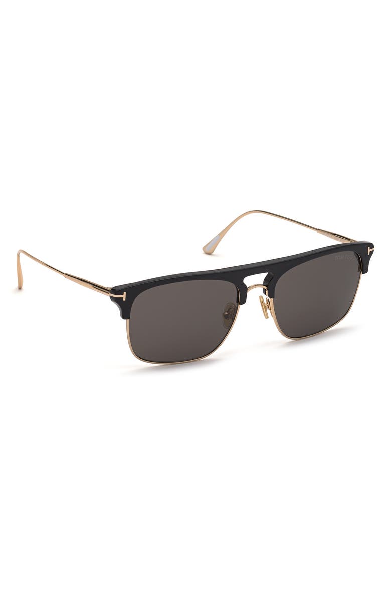 TOM FORD 56mm Browline Sunglasses, Alternate, color, 