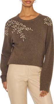 Vince Camuto Embellished Crewneck Sweater
