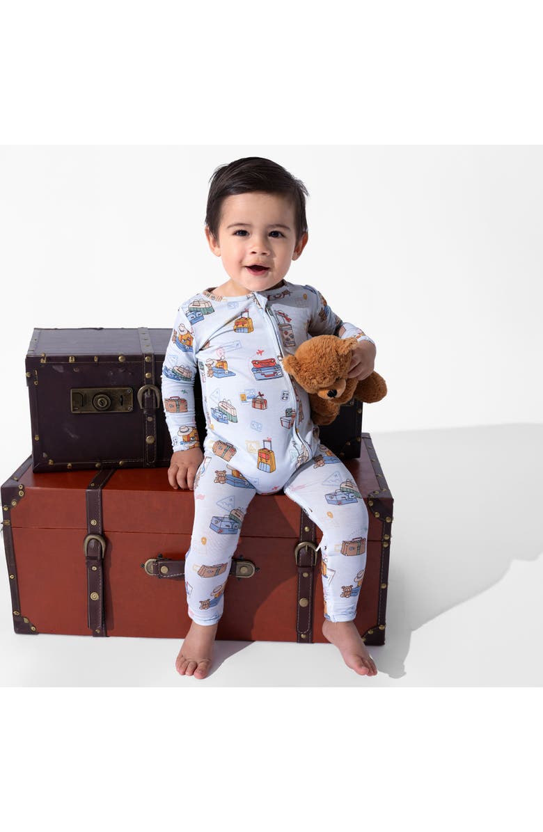 Bellabu Bear Baby Vintage Suitcases Convertible Footie, Alternate, color, Vintage Suitcases