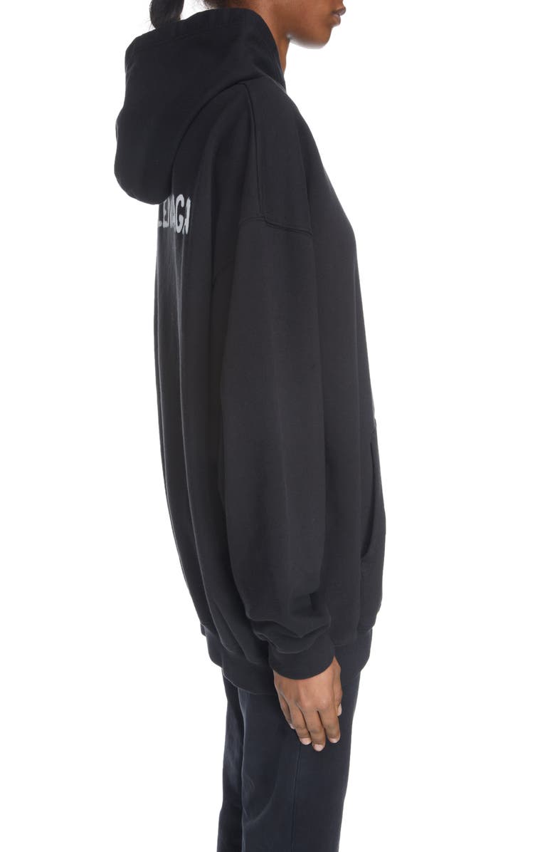Balenciaga Medium Fit Logo Graphic Hoodie, Alternate, color, 