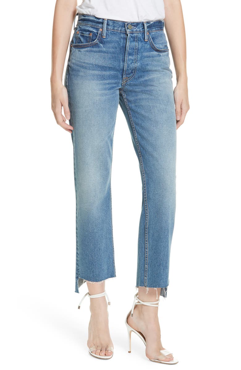 GRLFRND Helena Step Hem Straight Jeans, Main, color, 