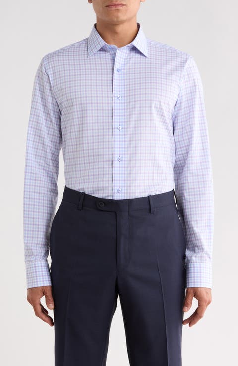 Trim Fit Check Cotton Dress Shirt