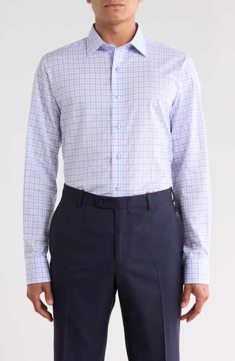 Trim Fit Check Cotton Dress Shirt