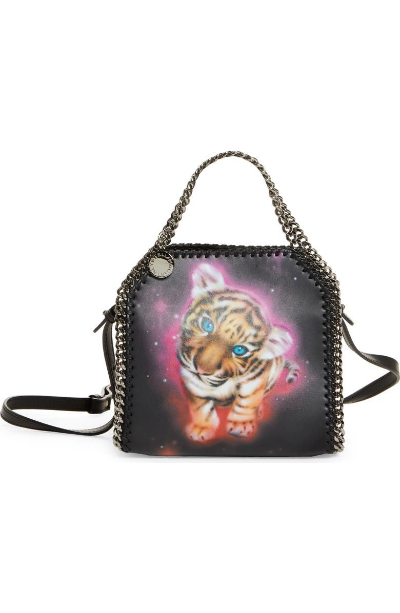 Stella McCartney Small Falabella Tiger Print Faux Leather Tote, Main, color,