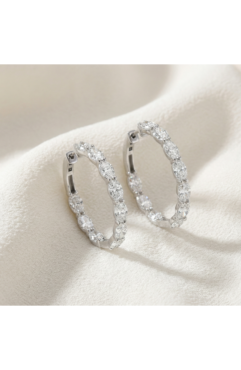 Bliss Diamond 3Ct TW Oval Diamond Inside Outside Hoops Vault Lock 14k Gold Lab Grown, Alternate, color, 14K White Gold