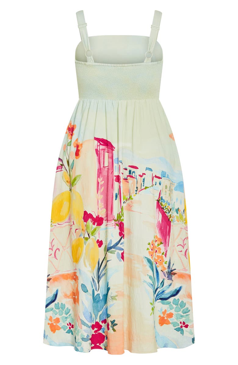 City Chic Sorrento Placed Print Midi Dress, Alternate, color, 