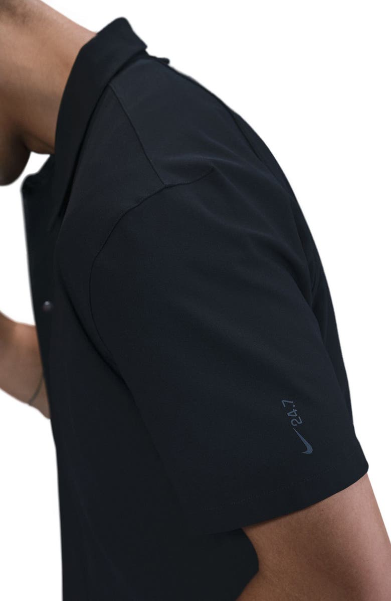 Nike 24.7 PerfectStretch Dri-FIT Short Sleeve Button-Up Shirt, Alternate, color, Black/ Dark Smoke Grey