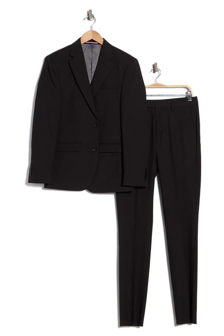 Solid Notch Lapel Suit, Alternate, color, BLACK
