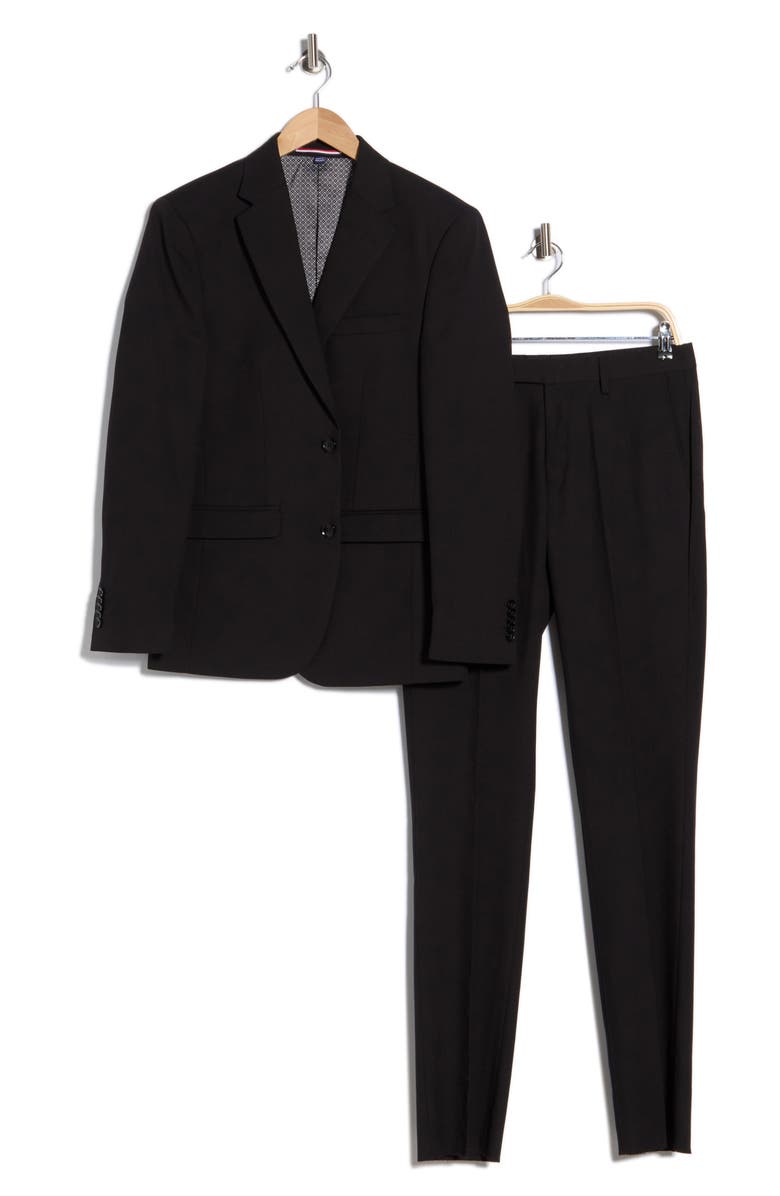SOUL OF LONDON Solid Notch Lapel Suit, Main, color, Black