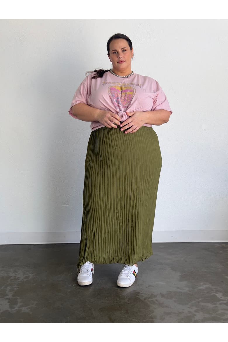 Rue Pleated Skirt, Alternate, color, Green / Brown
