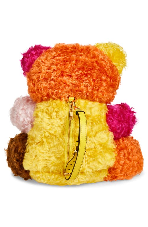 Moschino Whimsical Teddy Bear Shoulder Bag In Vibrant Mohair Blend In Orange Multi