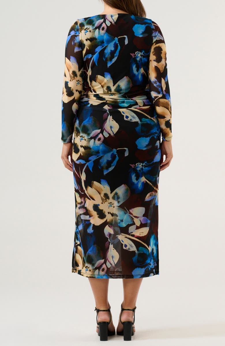 Estelle Cleo Ruched Long Sleeve Body-Con Maxi Dress, Alternate, color, Choc Winter